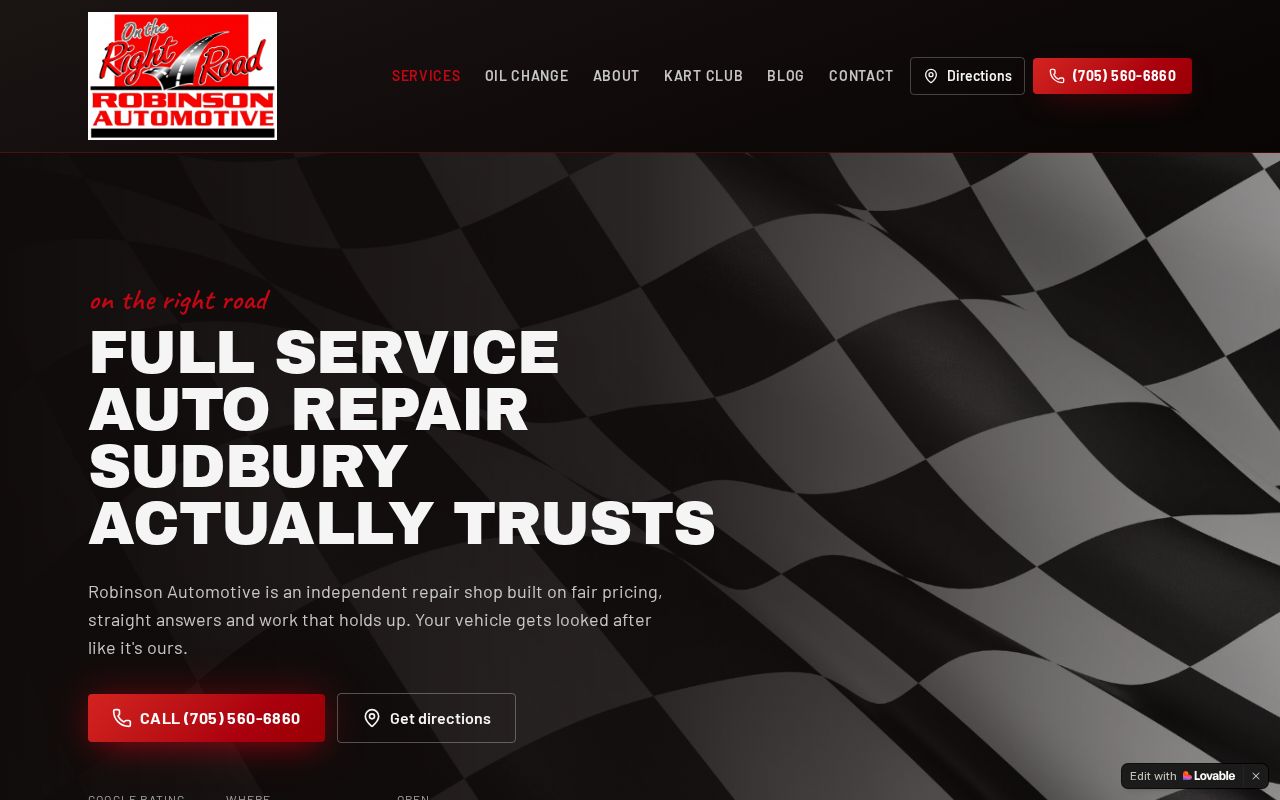 robinsonautosudbury.com homepage screenshot